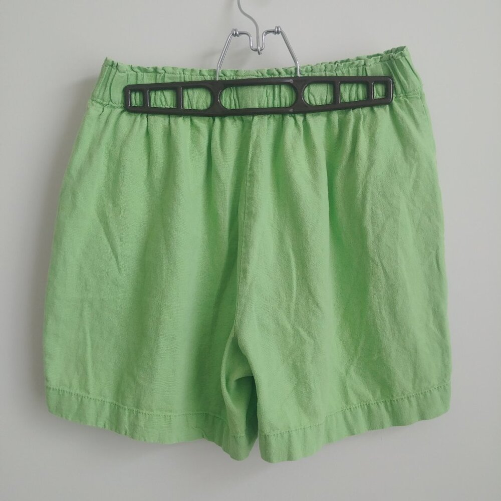 Bright apple green linen blend shorts elastic stretch waist size 8 - Picture 5 of 13